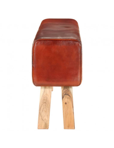 Panca da Palestra 160cm Vera Pelle Marrone e Massello di Acacia