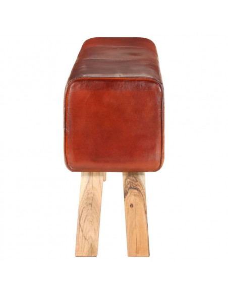 Panca da Palestra 160cm Vera Pelle Marrone e Massello di Acacia