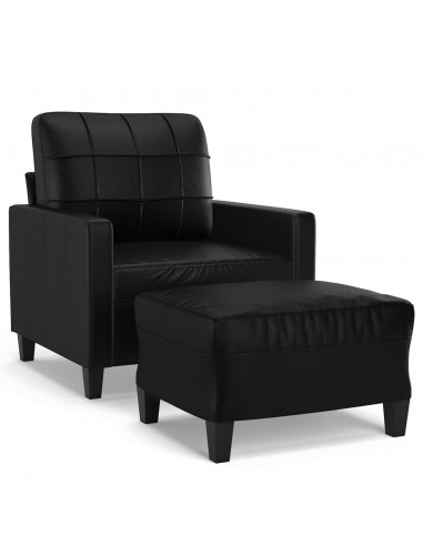 Poltrona con Poggiapiedi Nero 60 cm in Similpelle