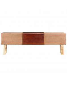 Panca da Palestra 160cm Vera Pelle Marrone e Massello di Acacia 2