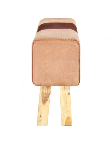 Panca da Palestra 160cm Vera Pelle Marrone e Massello di Acacia