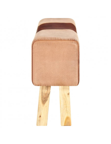 Panca da Palestra 160cm Vera Pelle Marrone e Massello di Acacia