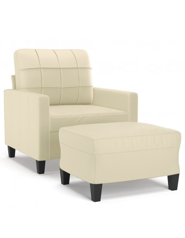 Poltrona con Poggiapiedi Crema 60 cm in Similpelle