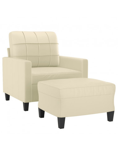 Poltrona con Poggiapiedi Crema 60 cm in Similpelle