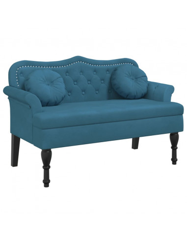 Panca con Cuscini Blu 120,5x65x75 cm in Velluto