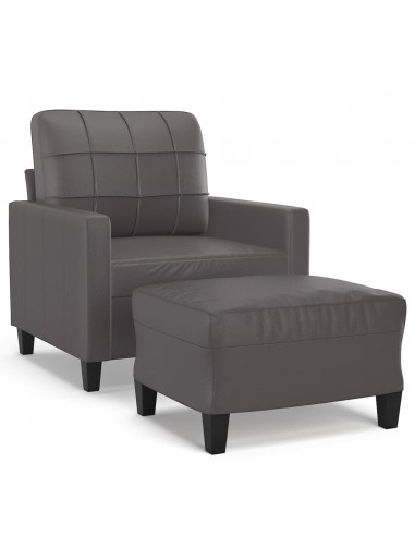 Poltrona con Poggiapiedi Grigio 60 cm in Similpelle