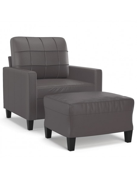 Poltrona con Poggiapiedi Grigio 60 cm in Similpelle