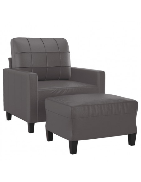 Poltrona con Poggiapiedi Grigio 60 cm in Similpelle