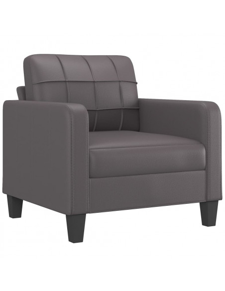 Poltrona con Poggiapiedi Grigio 60 cm in Similpelle