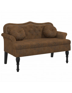 Panca con Cuscini Marrone 120,5x65x75 cm in Scamosciato 2