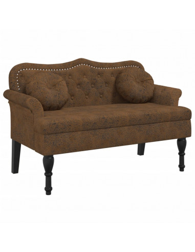 Panca con Cuscini Marrone 120,5x65x75 cm in Scamosciato