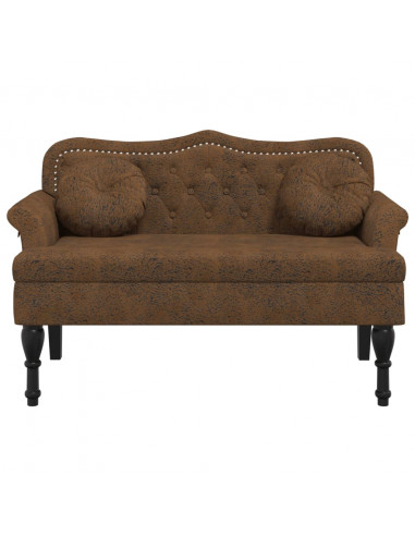 Panca con Cuscini Marrone 120,5x65x75 cm in Scamosciato