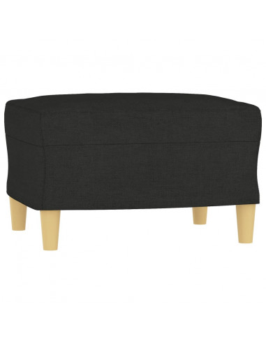 Divano a 3 Posti con Poggiapiedi Nero 180 cm in Tessuto