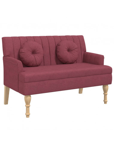 Panca con Cuscini Rosso Vino 113x64,5x75,5 cm in Tessuto