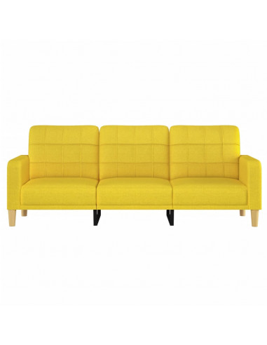 Divano a 3 Posti Giallo Chiaro 180 cm in Tessuto