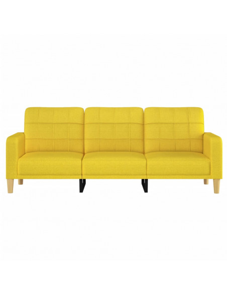Divano a 3 Posti Giallo Chiaro 180 cm in Tessuto