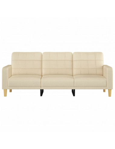 Divano a 3 Posti Crema 180 cm in Tessuto