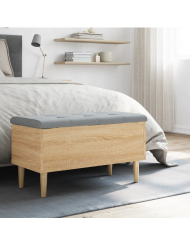 Panca Portaoggetti Rovere Sonoma 82x42x46 cm Legno Multistrato