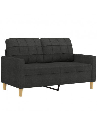 Set di Divani 2 pz con Cuscini Nero in Tessuto