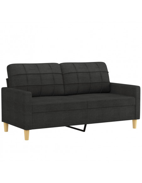 Set di Divani 2 pz con Cuscini Nero in Tessuto
