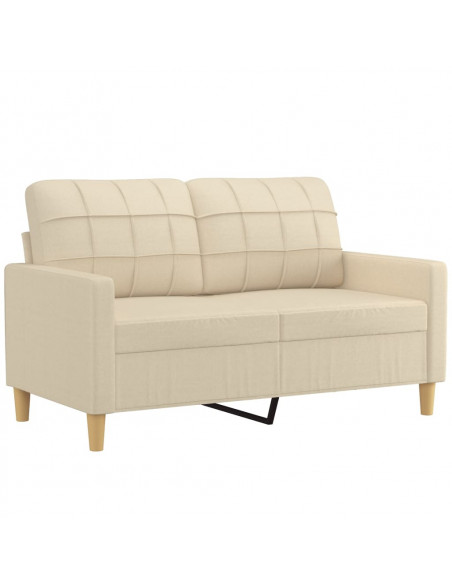 Set di Divani 2 pz con Cuscini Crema in Tessuto