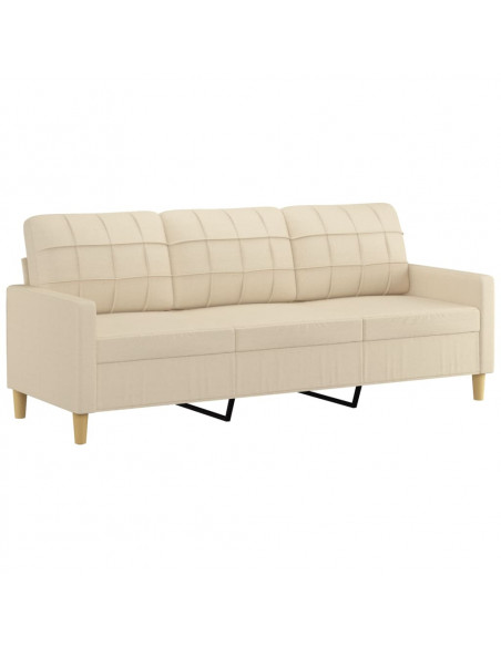 Set di Divani 2 pz con Cuscini Crema in Tessuto