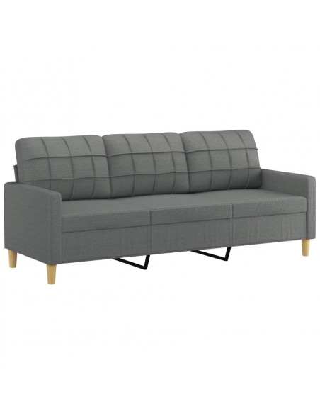 Set di Divani 3 pz con Cuscini Grigio Scuro in Tessuto