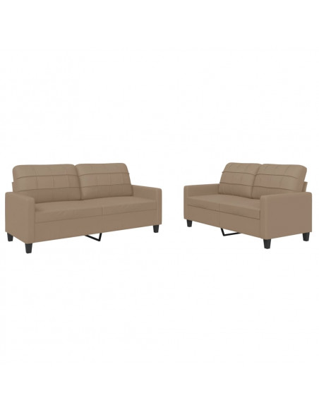 Set di Divani 2 pz con Cuscini cappuccino in Similpelle