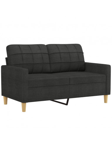 Set di Divani 3 pz con Cuscini Nero in Tessuto