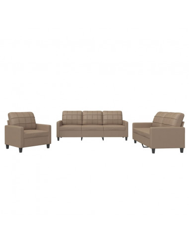 Set di Divani 3 pz con Cuscini cappuccino in Similpelle