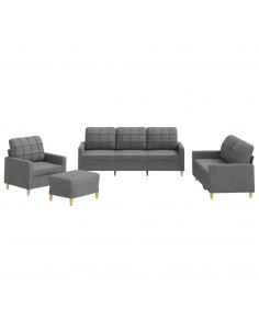 Set di Divani 4 pz con Cuscini Grigio Scuro in Tessuto 2