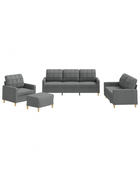 Set di Divani 4 pz con Cuscini Grigio Scuro in Tessuto