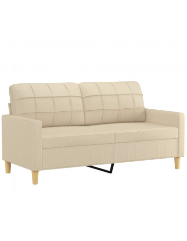 Set di Divani 2 pz con Cuscini Crema in Tessuto