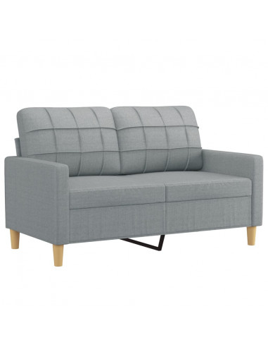 Set di Divani 2 pz con Cuscini Grigio Chiaro in Tessuto