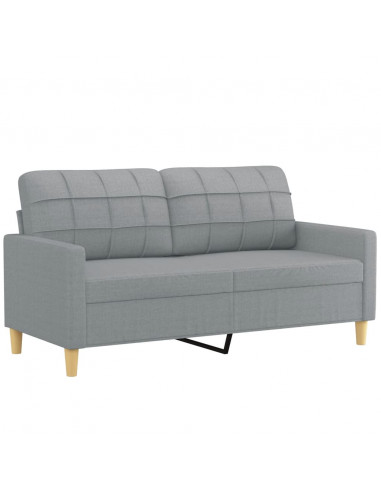 Set di Divani 2 pz con Cuscini Grigio Chiaro in Tessuto