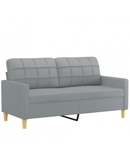 Set di Divani 2 pz con Cuscini Grigio Chiaro in Tessuto