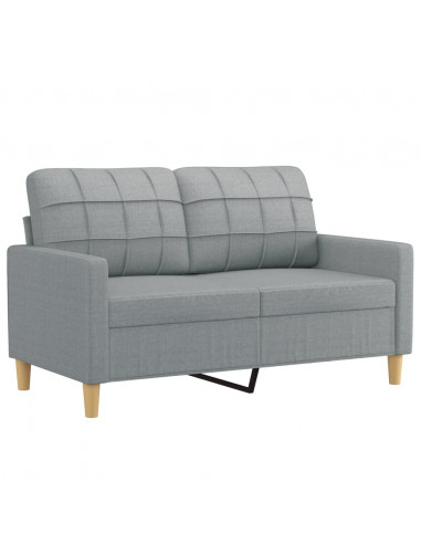 Set di Divani 2 pz con Cuscini Grigio Chiaro in Tessuto