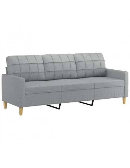 Set di Divani 2 pz con Cuscini Grigio Chiaro in Tessuto