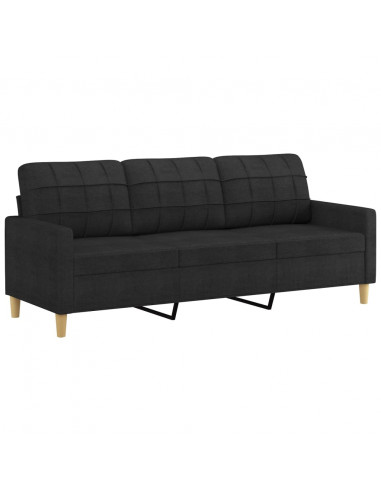 Set di Divani 2 pz con Cuscini Nero in Tessuto