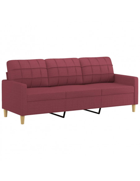 Set di Divani 2 pz con Cuscini Rosso Vino in Tessuto