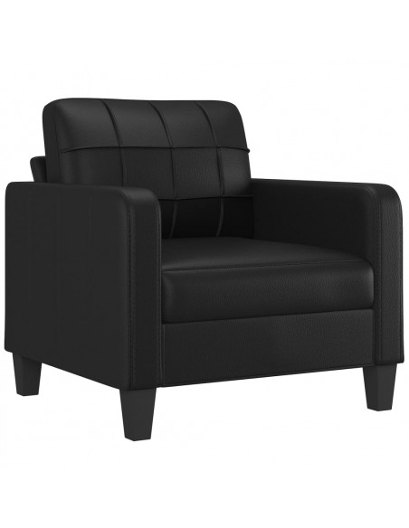Set di Divani 3 pz con Cuscini Nero in Similpelle