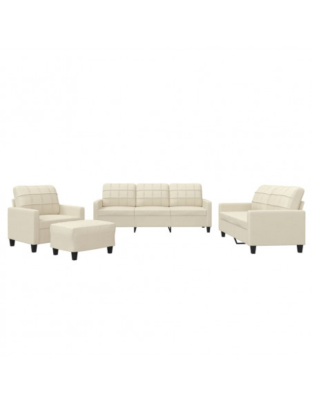 Set di Divani 4 pz con Cuscini crema in Similpelle