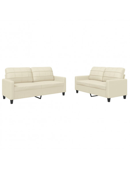 Set di Divani 2 pz con Cuscini crema in Similpelle