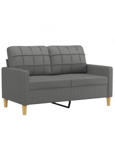 Set di Divani 3 pz con Cuscini Grigio Scuro in Tessuto