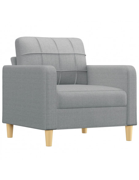 Set di Divani 3 pz con Cuscini Grigio Chiaro in Tessuto