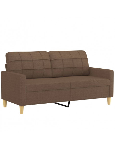Set di Divani 2 pz con Cuscini Marrone in Tessuto