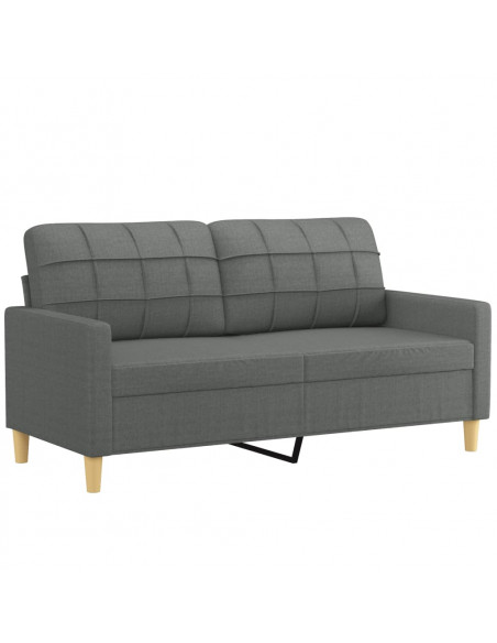 Set di Divani 2 pz con Cuscini Grigio Scuro in Tessuto