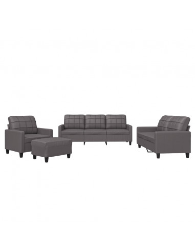 Set di Divani 4 pz con Cuscini Grigio in Similpelle