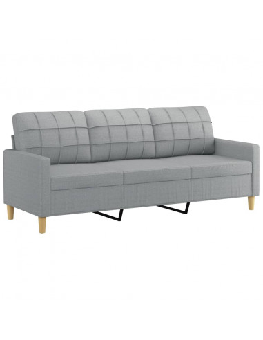 Set di Divani 3 pz con Cuscini Grigio Chiaro in Tessuto