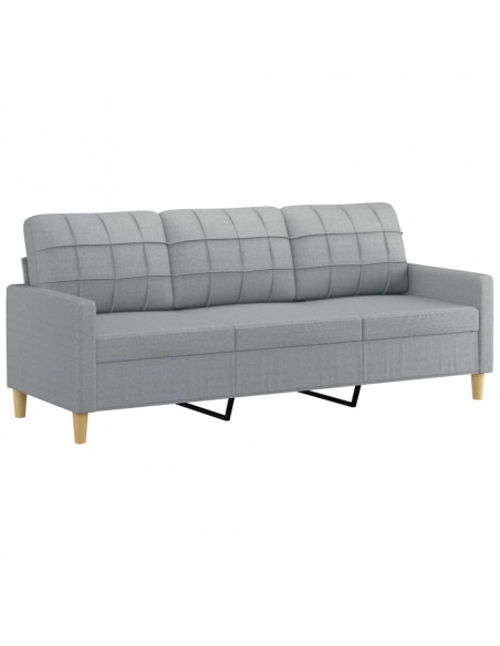 Set di Divani 3 pz con Cuscini Grigio Chiaro in Tessuto